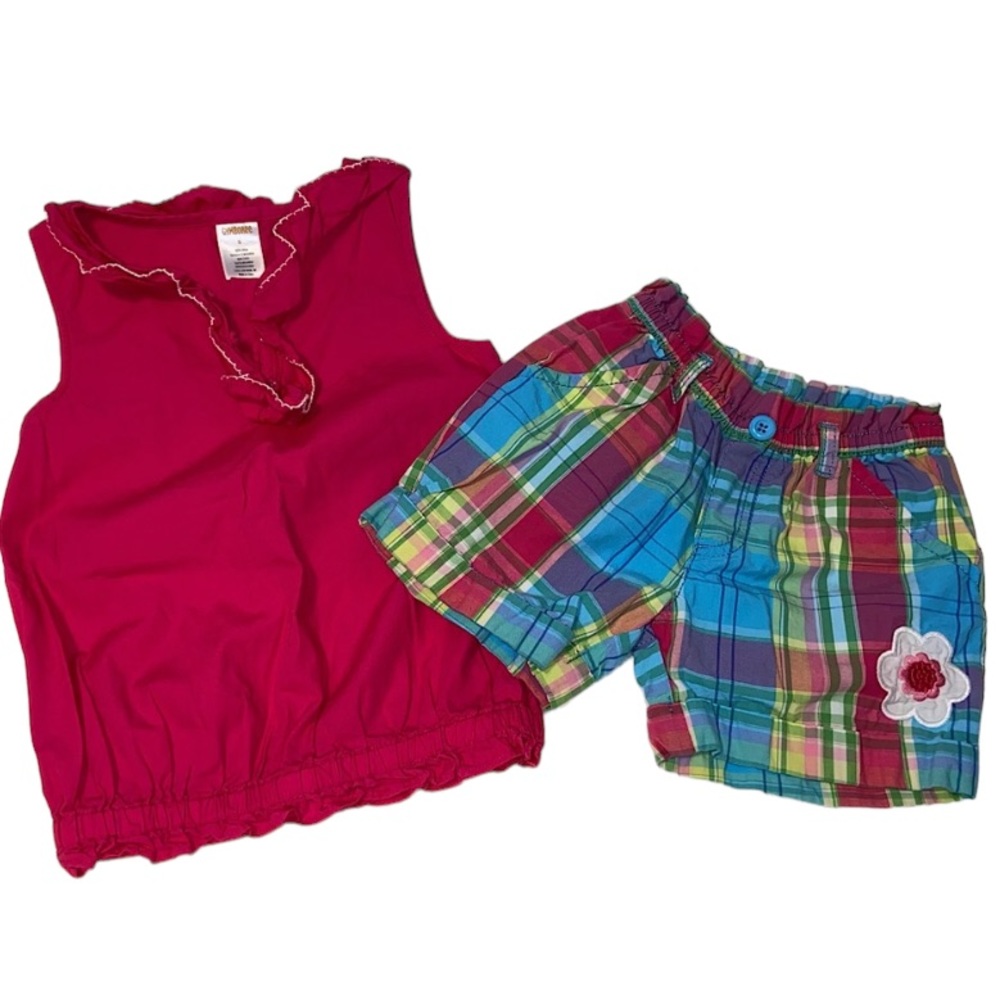 Gymboree Pink Tank Top & Plaid Shorts Set Size 5